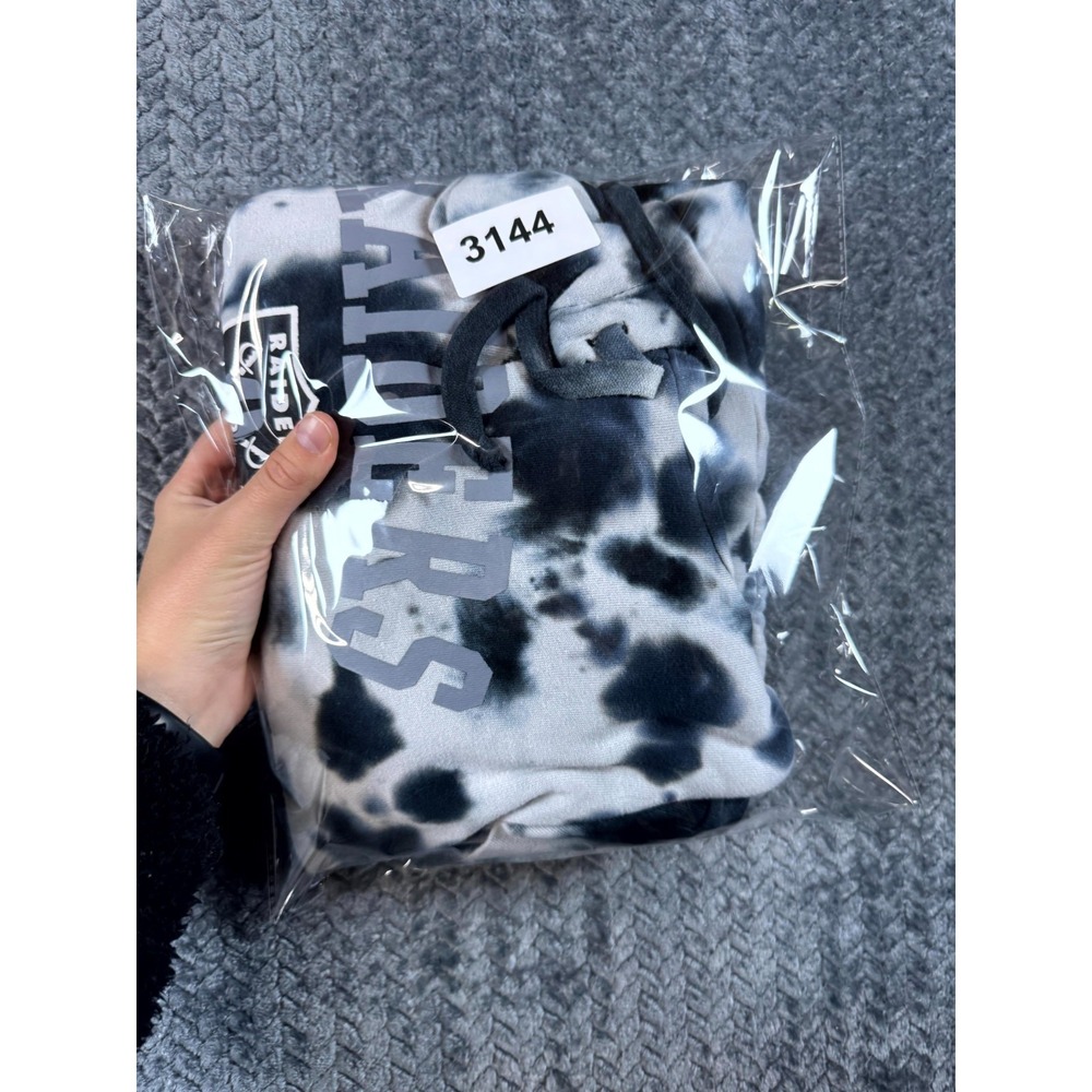 NFL Team Apparel Las Vegas Raiders Hoodie Women Large Black Cloud Dye Pullover - Picture 8 of 8